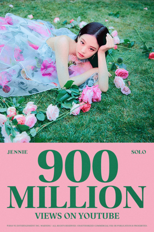 Клип Дженни из BLACKPINK на трек «Solo» достиг 900 миллионов просмотров 