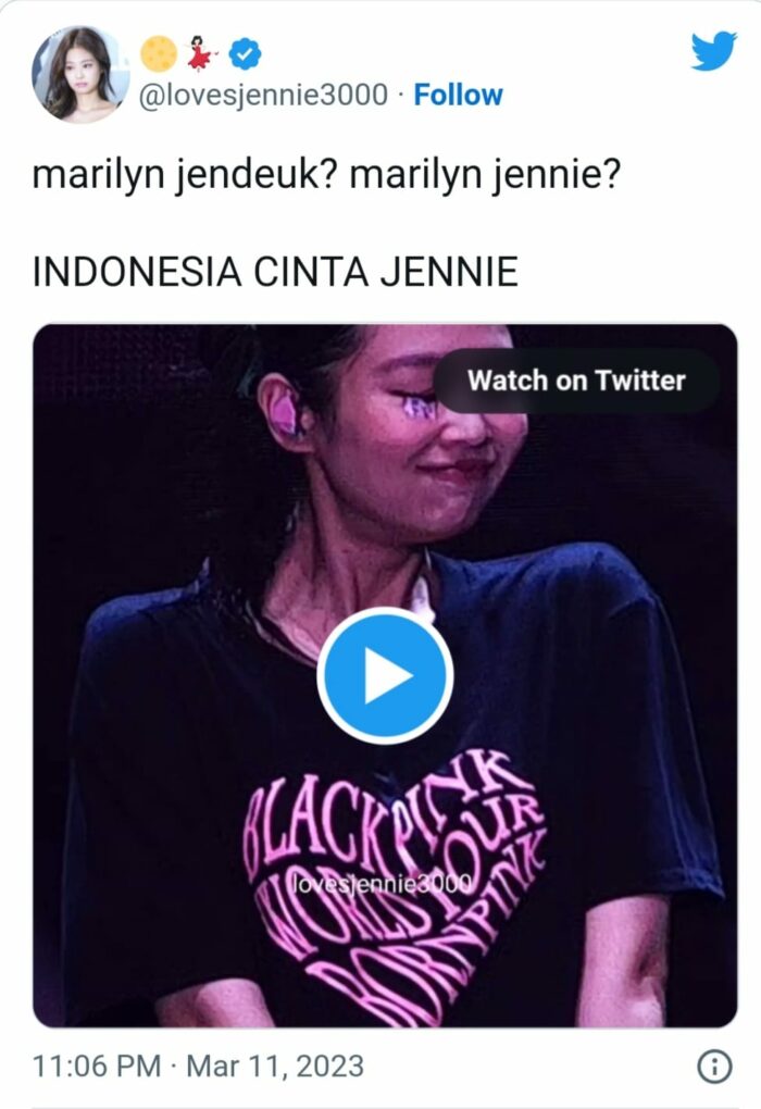 "Мэрилин Дженни": Дженни из BLACKPINK очаровывает своей милой реакции на непредвиденный момент в Индонезии