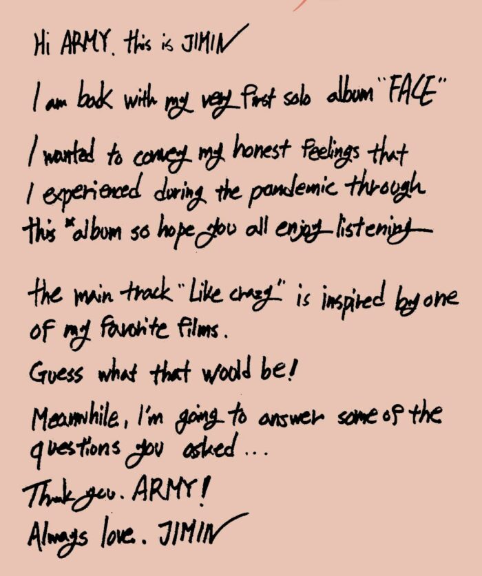 Чимин из BTS предложил ARMY угадать, каким фильмом вдохновлена его новая песня