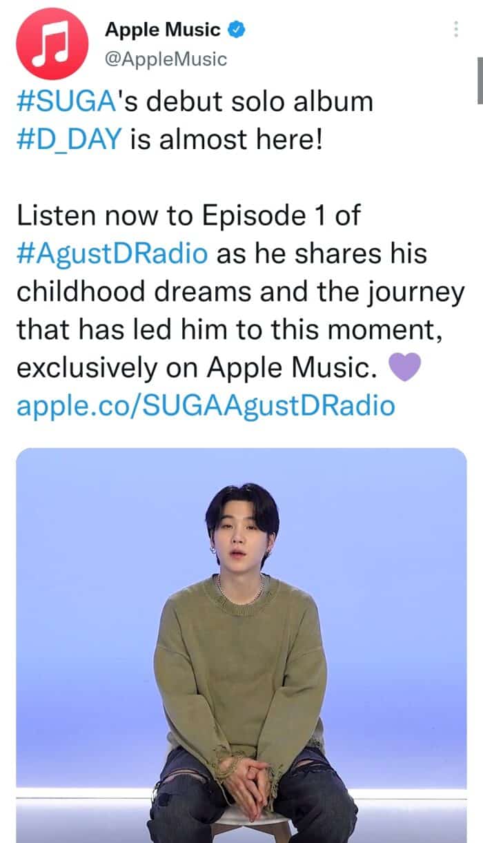 Шуга из BTS объединился с Apple Music для собственного радиошоу: "Позвольте мне познакомить вас с миром моей музыки"