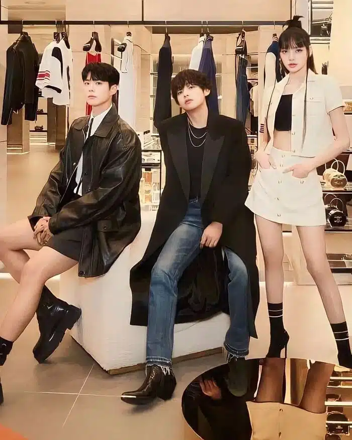 Новые фото Ви из BTS, Лисы из BLACKPINK и Пак Бо Гома с открытия pop-up магазина Celine в Сеуле