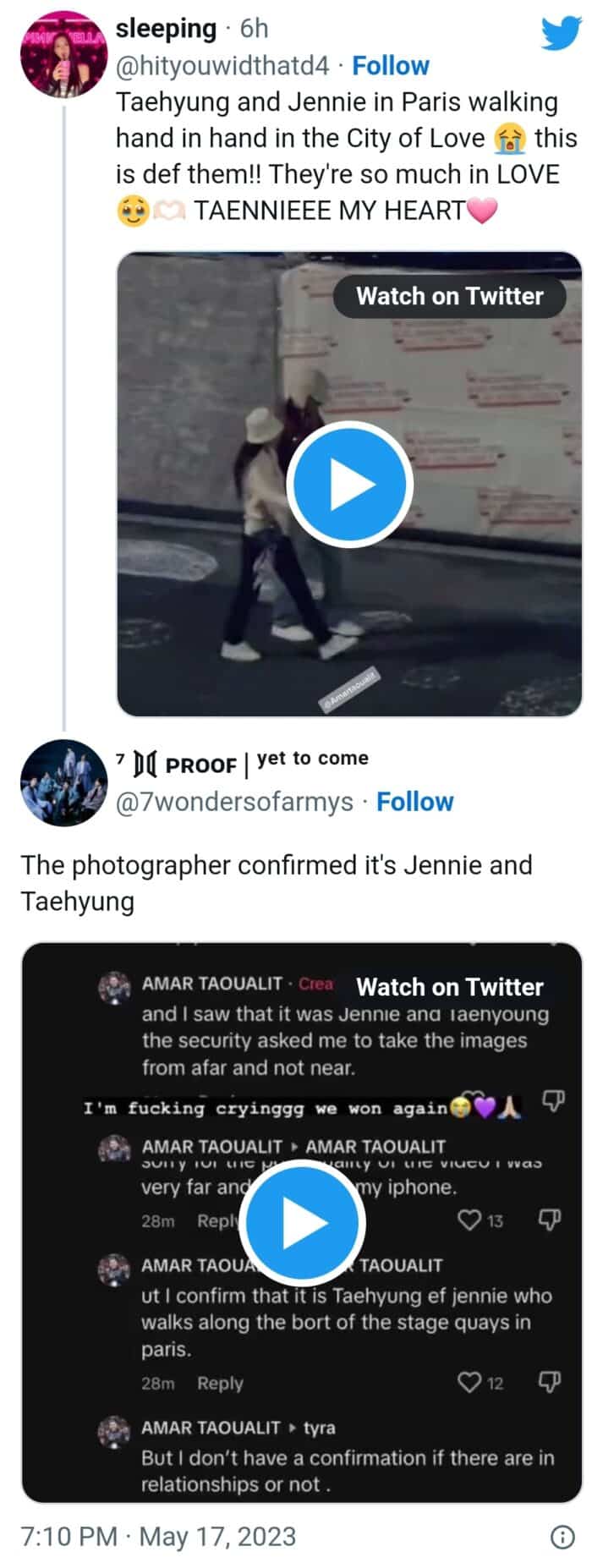 Свидание Ви из BTS и Дженни из BLACKPINK: новые фото, предположительно доказывающие, что айдолы ходили на свидание