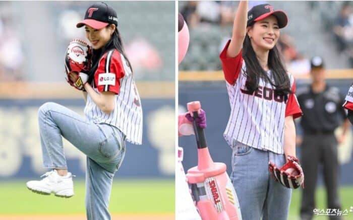 Звезда дорамы "Слава" Лим Джи Ён выполнила первую подачу на бейсбольном матче