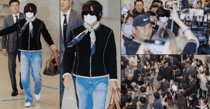 Вернувшегося в Корею Ви из BTS встретила в аэропорту огромная толпа