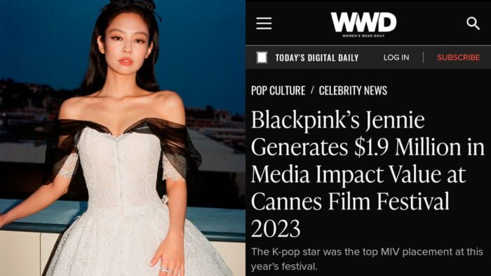 Медийное влияние Дженни из BLACKPINK на Каннском кинофестивале оценено почти в 2 млн долларов