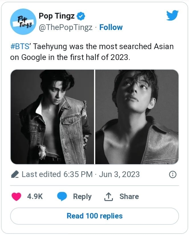Ви из BTS стал самым популярным К-поп айдолом  в Google в первой половине 2023 года