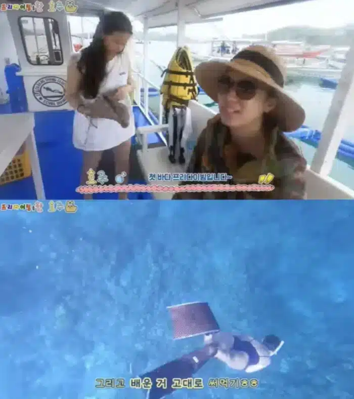 Хан Хё Джу продемонстрировала "фигуру русалки" во время дайвинга на Филиппинах