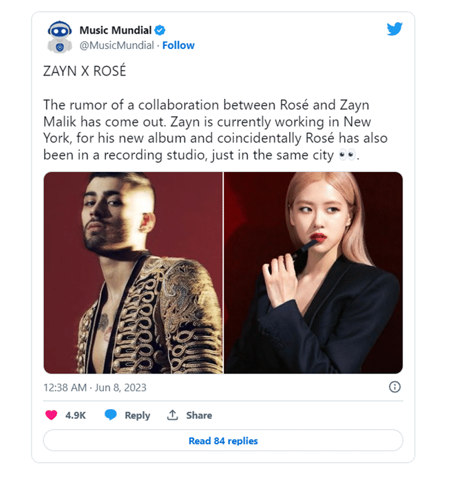 Слухи о сотрудничестве Розэ из BLACKPINK и Зейна вызывают споры среди фанатов