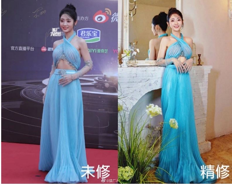 Реальные и отредактированные фото китайских звёзд с недавних мероприятий