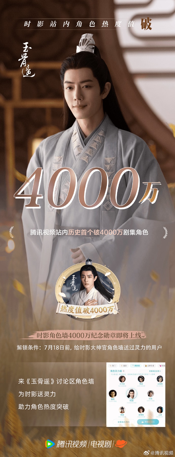 Персонаж Сяо Чжаня из «Баллады о нефритовой кости» побил рекорд по популярности на Tencent