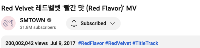 Клип Red Velvet на песню "Red Flavor" преодолел 200 миллионов просмотров