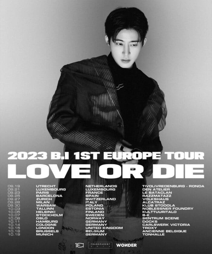 B.I объявил даты и площадки европейского тура "LOVE OR DIE"