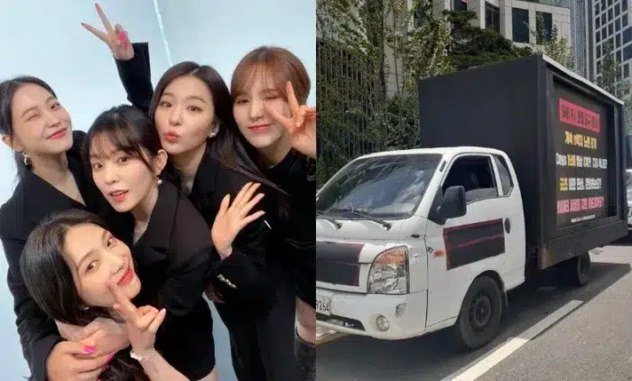 Фанаты Red Velvet отправили грузовики протеста к зданию SM, требуя справедливого обращения