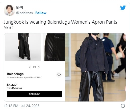 Чонгук из BTS проигнорировал гендерные нормы нарядом в аэропорту, что стало предметом обсуждений в сети