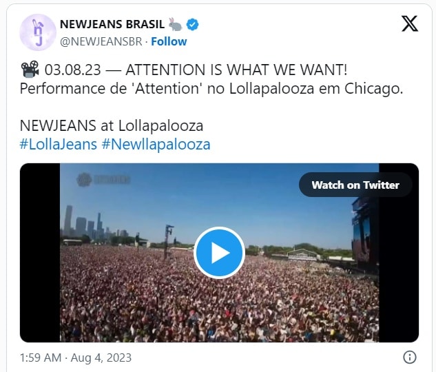 NewJeans привлекли огромную толпу на Lollapalooza в Чикаго