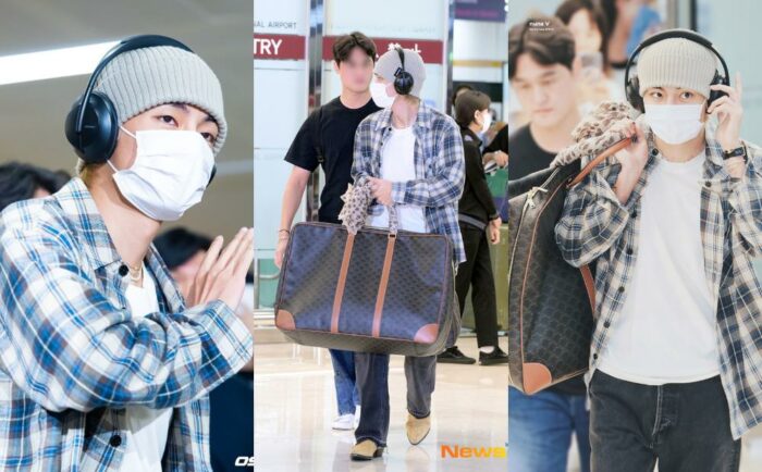 Ви из BTS привлекает внимание в аэропорту своей огромной сумкой