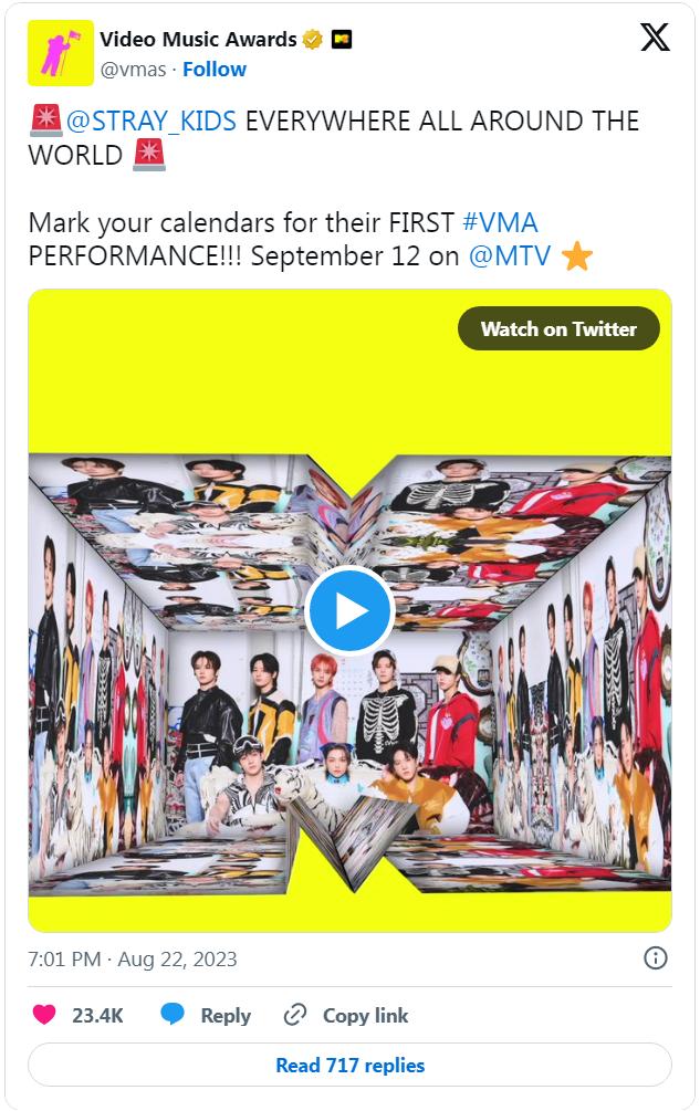 Stray Kids выступят на MTV Video Music Awards 2023