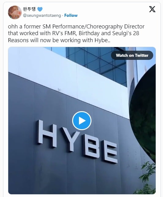Бывший главный постановщик и хореограф SM присоединяется к HYBE?