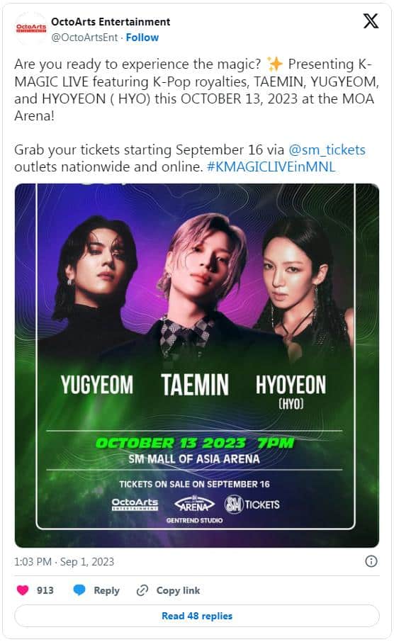 Югём (GOT7), Тэмин (SHINee) и Хёён (SNSD) выступят на «K-MAGIC LIVE» в Маниле в октябре