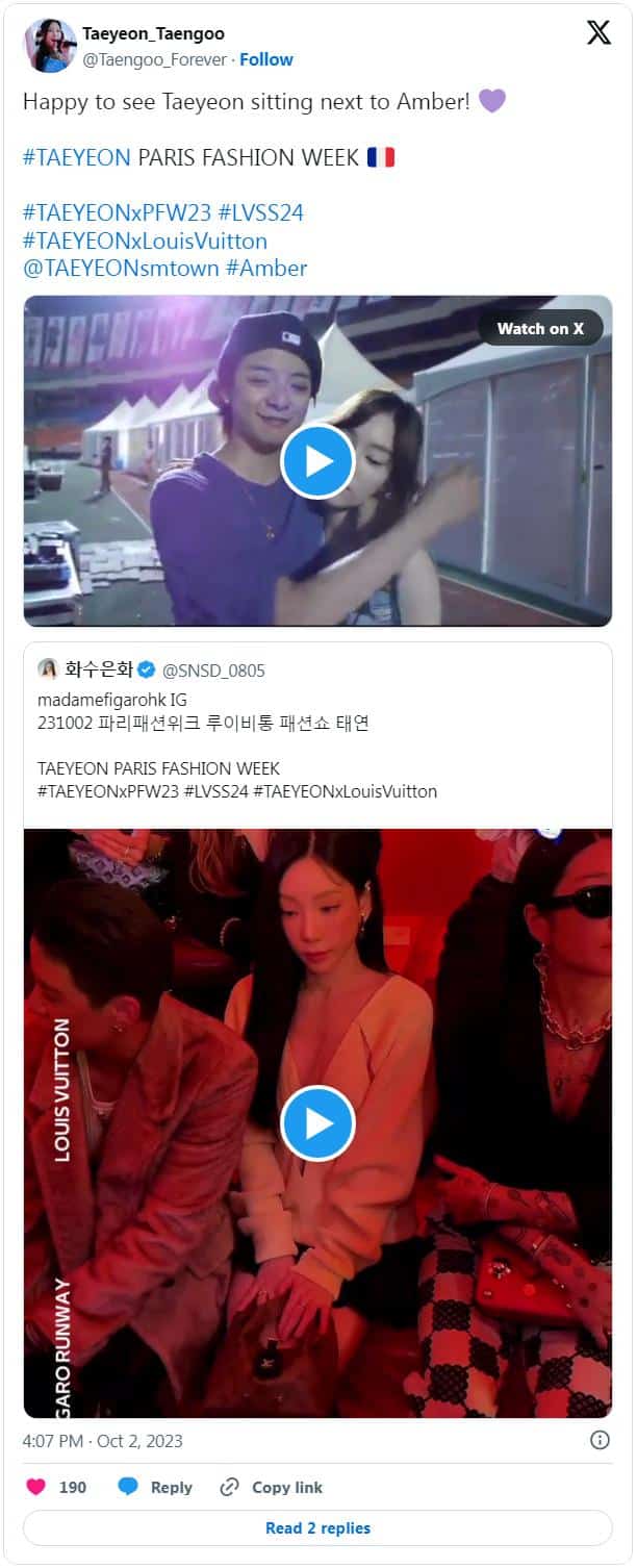 Фанаты радуются воссоединению Эмбер Лю и Тэён из Girls’ Generation в Париже