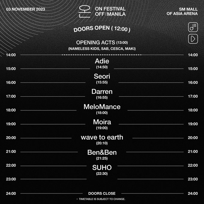 Сухо из EXO, Melomance, Сори и wave to Earth выступят на фестивале «ON Music Festival» в Маниле на следующей неделе