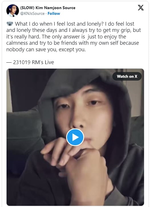 RM из BTS выразил сопереживание ARMY в депрессии во время прямого эфира на Weverse
