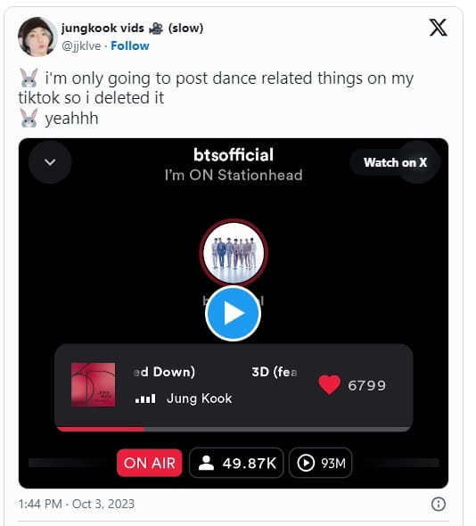 Чонгук из BTS рассказал, почему неожиданно удалил недавнее видео в TikTok