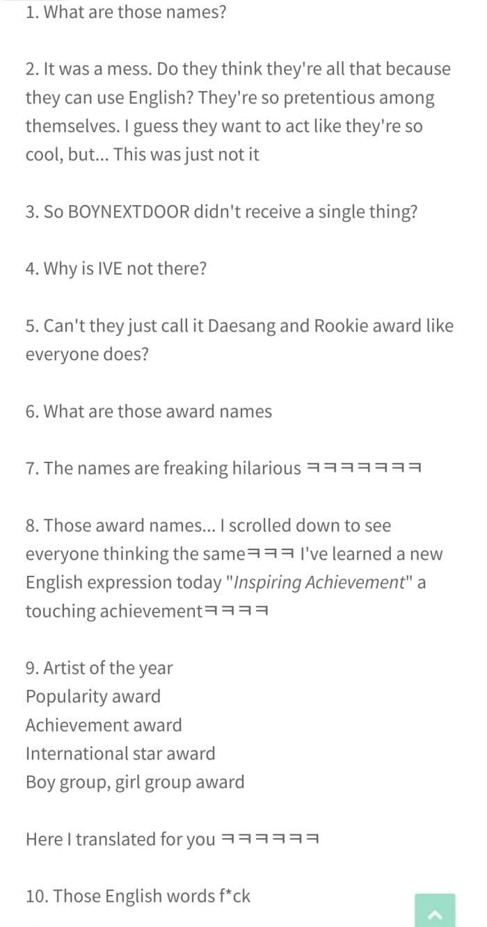 "Это вообще корейская премия?": Корейские нетизены отреагировали на названия наград "MAMA Awards" и победителей первого дня