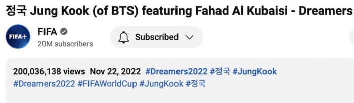 Клип Чонгука из BTS “Dreamers” набрал 200 миллионов просмотров