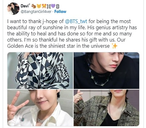 Фанаты выразили свою благодарность Джей-Хоупу из BTS в День благодарения