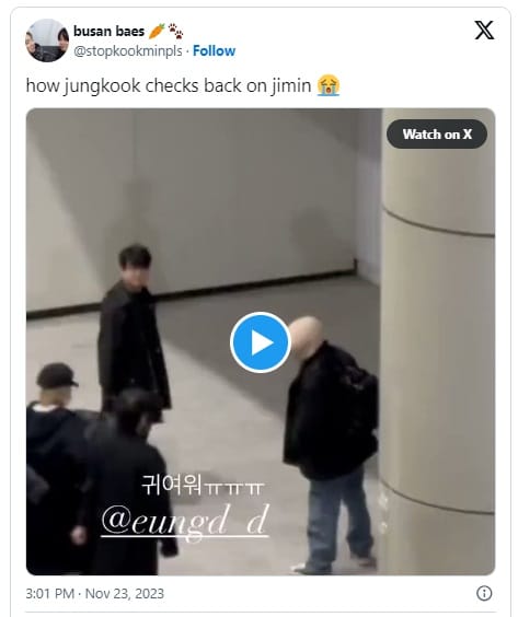 Чонгук и Чимин из BTS привлекли внимание милым поведением в аэропорту