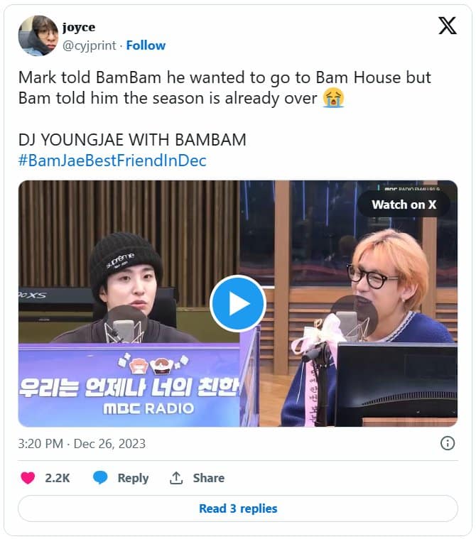 БэмБэм из GOT7: «Марк хотел прийти на моё шоу «Bam House», но я сказал ему, что 2-й сезон уже закончился»