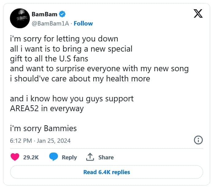 БэмБэм из GOT7 отменил концерты в США в рамках своего мирового тура из-за травмы