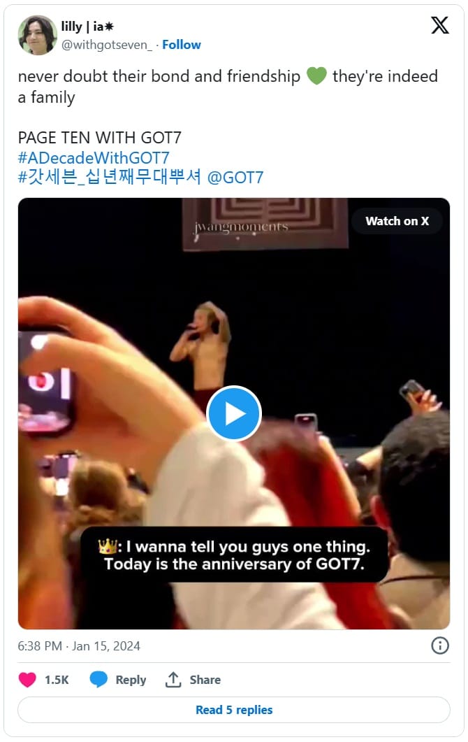 Участники GOT7 празднуют 10-летие со своими любимыми фанатами