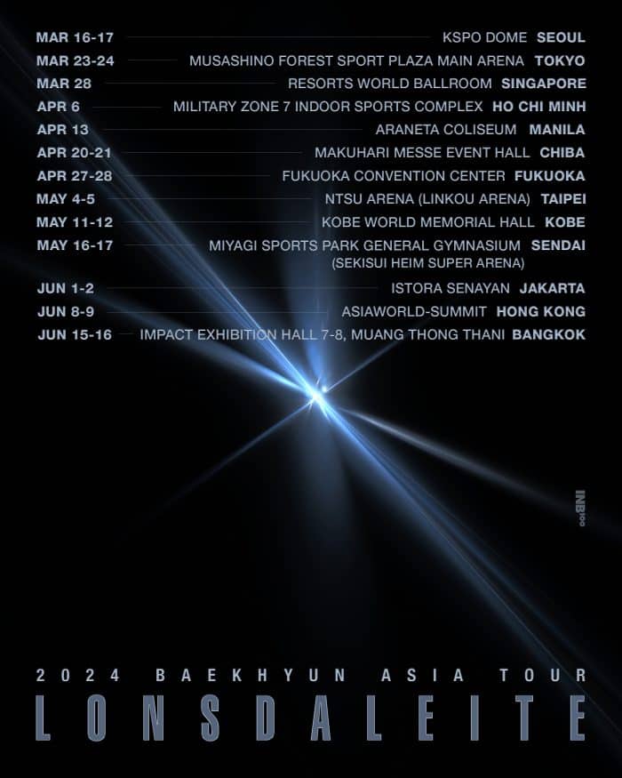 Бэкхён из EXO объявил даты и места сольного тура по Азии «Lonsdaleite» + концерт в KSPO Dome