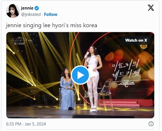 Дженни из BLACKPINK привлекла внимание исполнением песни Ли Хёри «Miss Korea»
