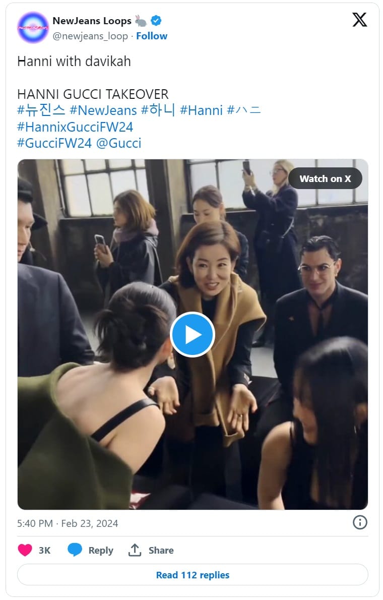 Ханни из NewJeans привлекла внимание на показе Gucci во время Недели моды в Милане