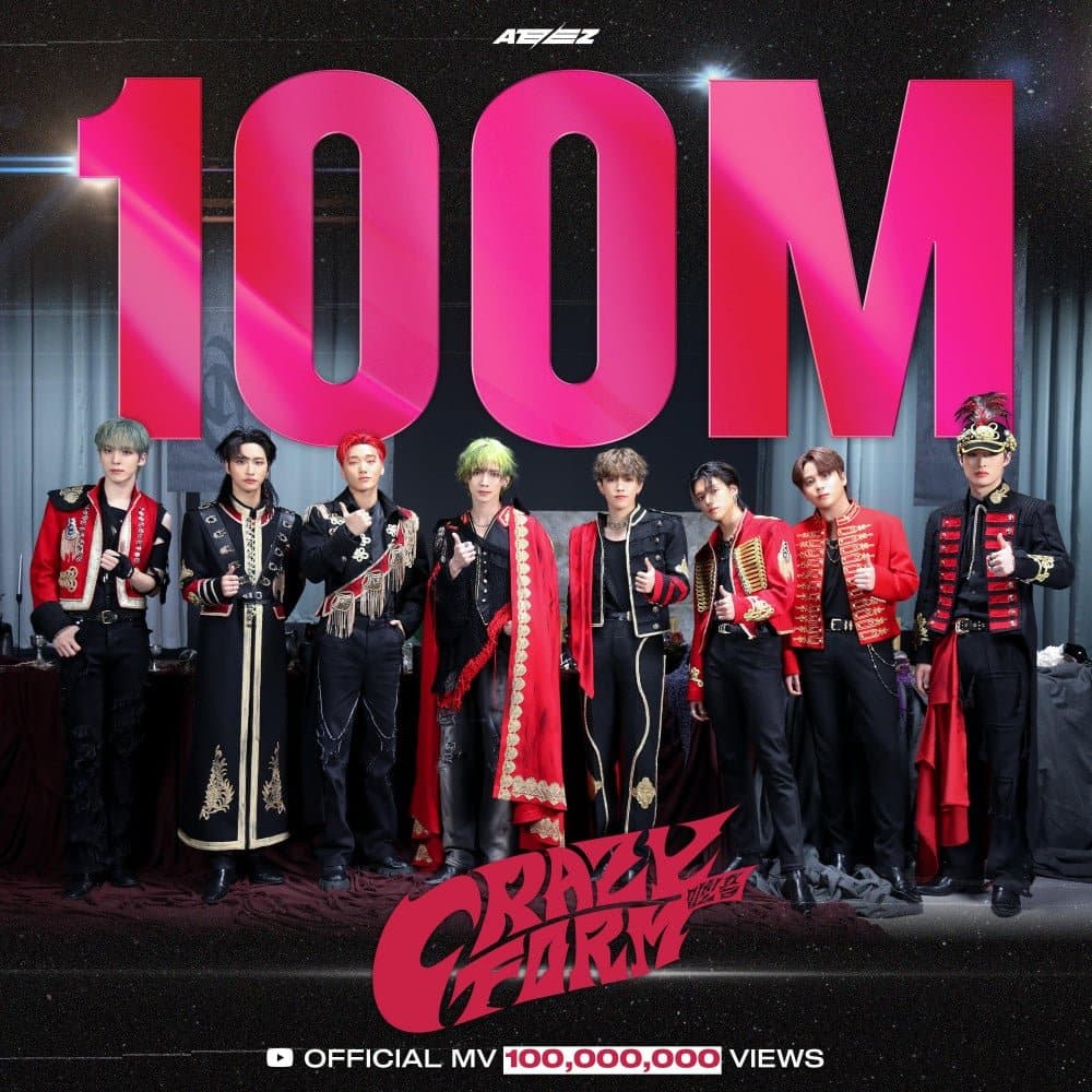 Музыкальный клип ATEEZ на песню "Crazy Form" превысил 100 млн просмотров — это новый рекорд для группы