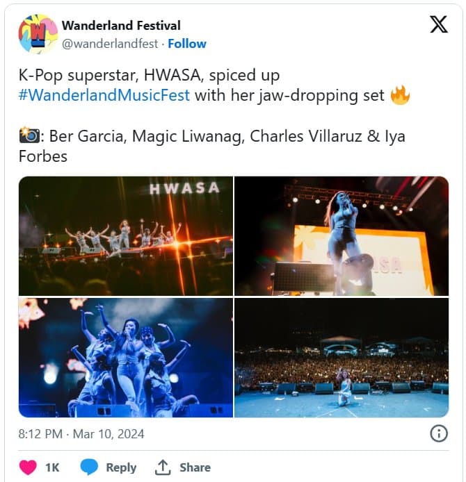 [ФОТО] Хваса из MAMAMOO выступила на фестивале «Wanderland Music Festival»