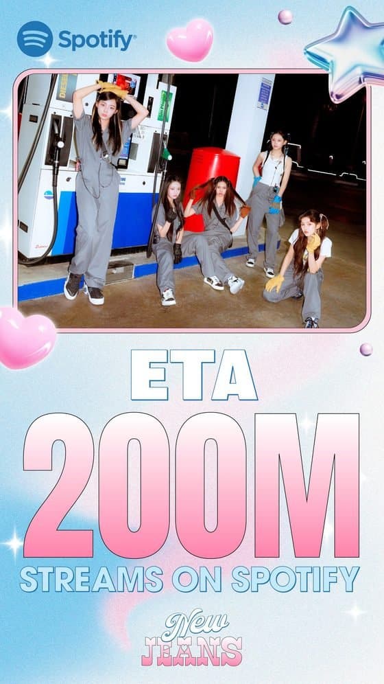 «ETA» стала восьмой песней NewJeans, достигнувшей 200 миллионов прослушиваний на Spotify