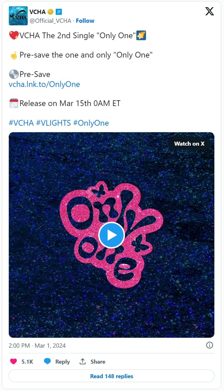 Новая JYP-группа VCHA объявляет о релизе второго сингла "Only One"