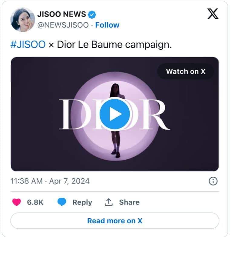 Вышло новое рекламное видео с участием Джису из BLACKPINK для кампании "Dior Le Baume"