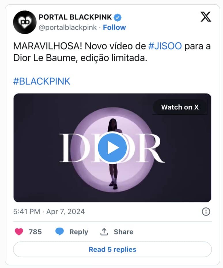 Вышло новое рекламное видео с участием Джису из BLACKPINK для кампании "Dior Le Baume"